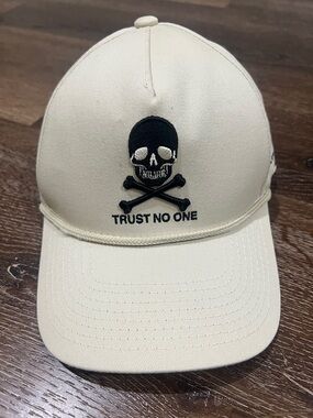 Field grade Cream Baseball hat with Skull Embroidery - Trust No One